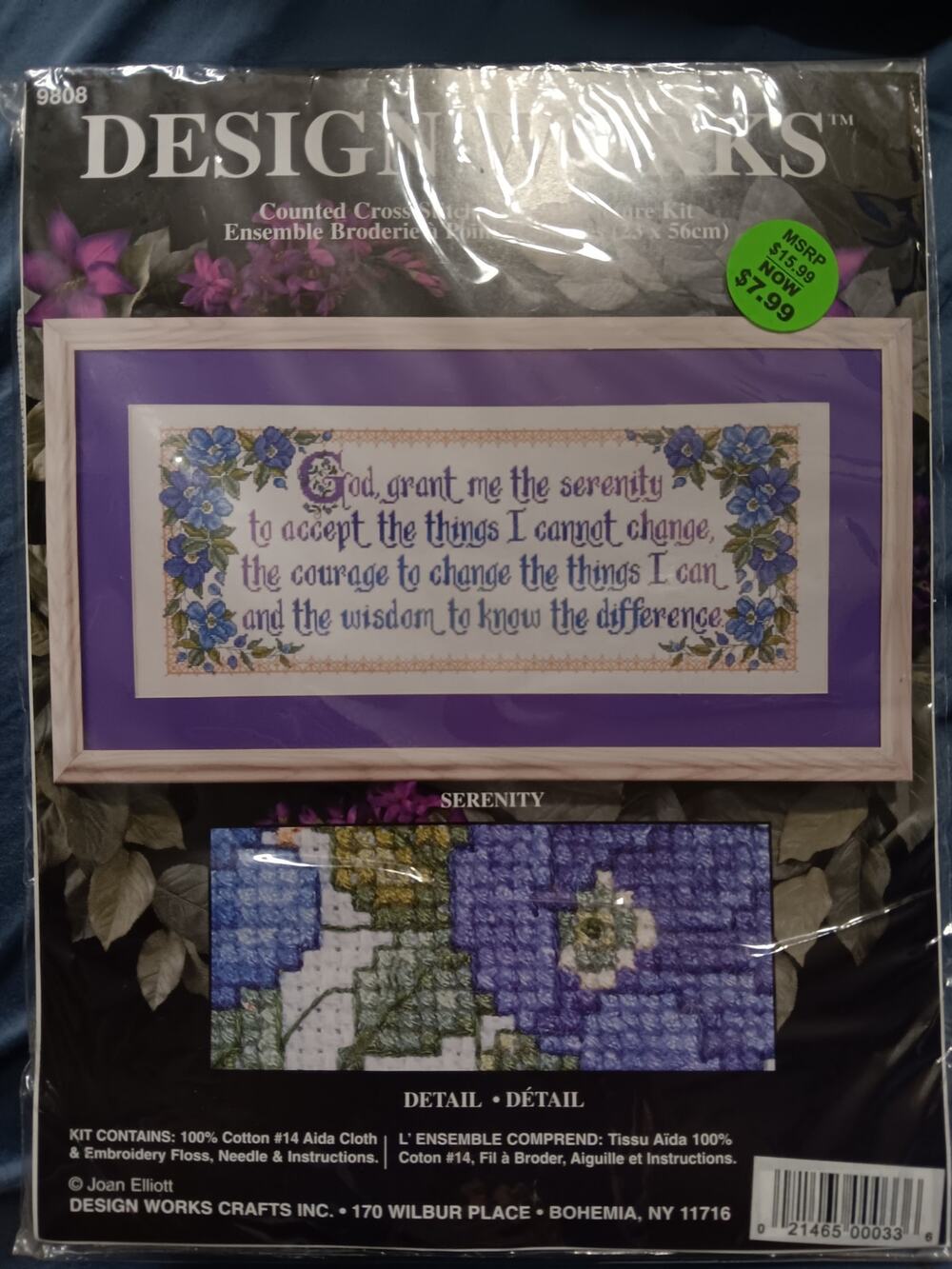 Design Works "Serenity Prayer Floral" Counted Cross Stitch Kit (Model #9808) NEW